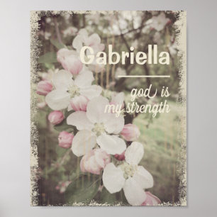Poster Bela Cherry Blossoms Nome Personalizado com Signif