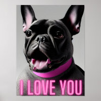 Bela citação do Bulldog Francês Eu te amo Arte de