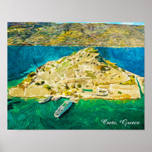 Poster Bela Creta Grécia Paisagem Pintura a Óleo