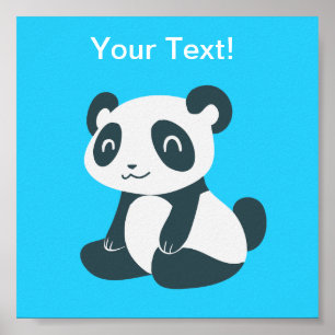 Póster Bela e Feliz Cartoon Panda