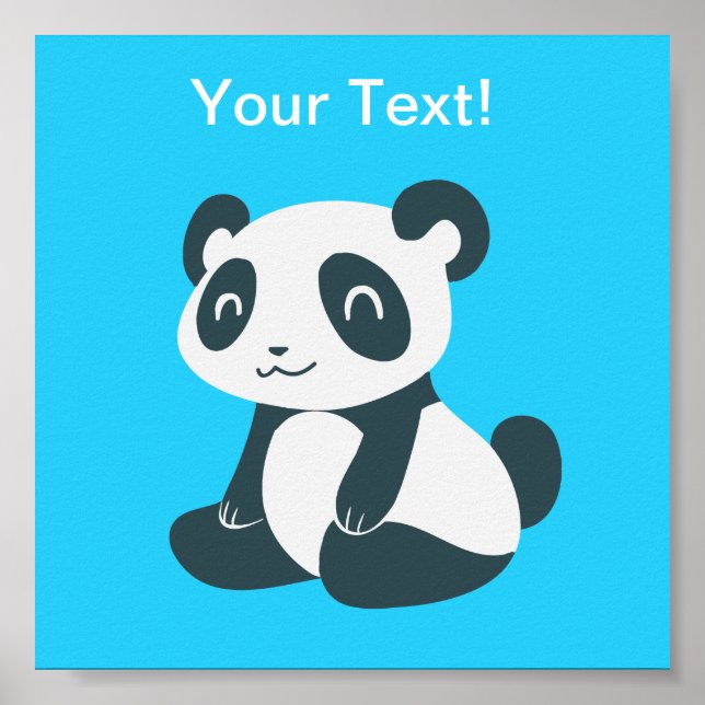 Póster Bela e Feliz Cartoon Panda (Frente)