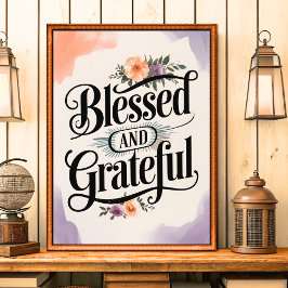 Poster Bela e Grata Vintage Christian Wall Art