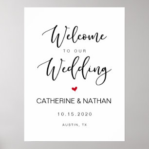 Poster Bela fonte preta moderna, Boas-vindas de casamento