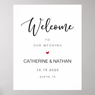 Poster Bela fonte preta moderna, Boas-vindas de casamento