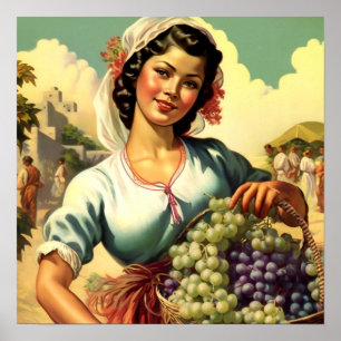 Poster Bela Garota do Calendário Mexicano na Colheita de