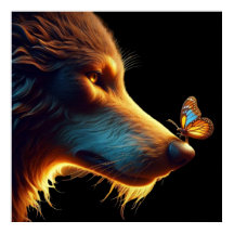 Bela imagem de Lobo e Borboleta com iluminação dou