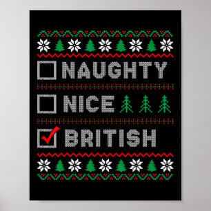 Poster Bela Lista de Bons Colegas Britânicos Santas Lista