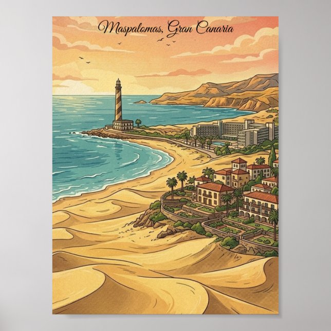 Poster Bela Maspalomas Gran Canaria Dunas Paisagem (Frente)
