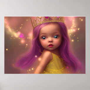 Poster Bela menina bebê asas de borboleta roxo rosa 2
