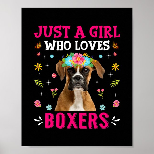 Poster Bela Menina Que Adora Boxers Cachorros Cachorros C (Frente)