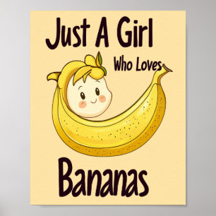 Poster Bela Menina Que Ama Fruta De Bananas