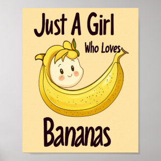 Poster Bela Menina Que Ama Fruta De Bananas