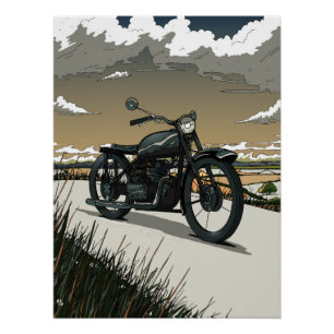 Póster Bela Moto Antiga Vintage
