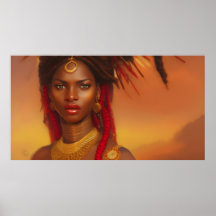 Bela mulher africana vermelho ouro