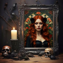 Bela Mulher Gótica em Estilo Art Nouveau