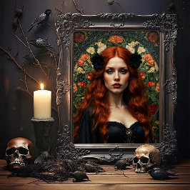 Poster Bela Mulher Gótica em Estilo Art Nouveau