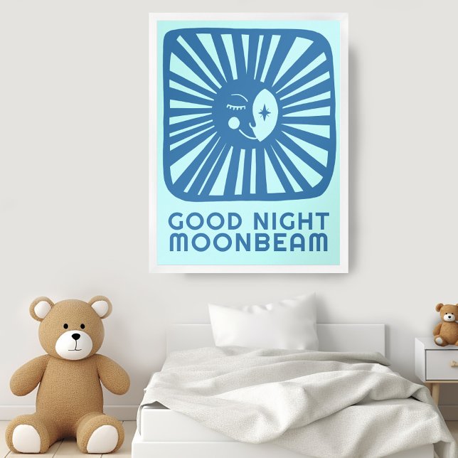 Poster Bela Noite, Luz-Lua-Lua, Enfermeira, Arte (Good Night Moonbeam Cute Moon Nursery Room Art Poster
)