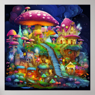 Poster Bela Paisagem Fantástica Colorida Mágica