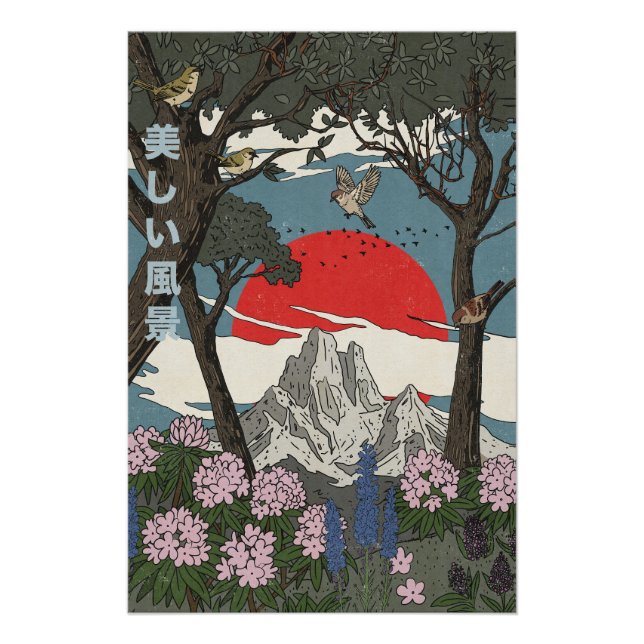 Póster Bela Paisagem Japonesa (Frente)