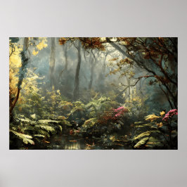 Poster Bela paisagem serena clássica, pequeno riacho