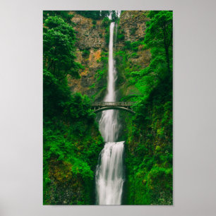 Poster Bela Parede de Cascata com Decoração Escritório