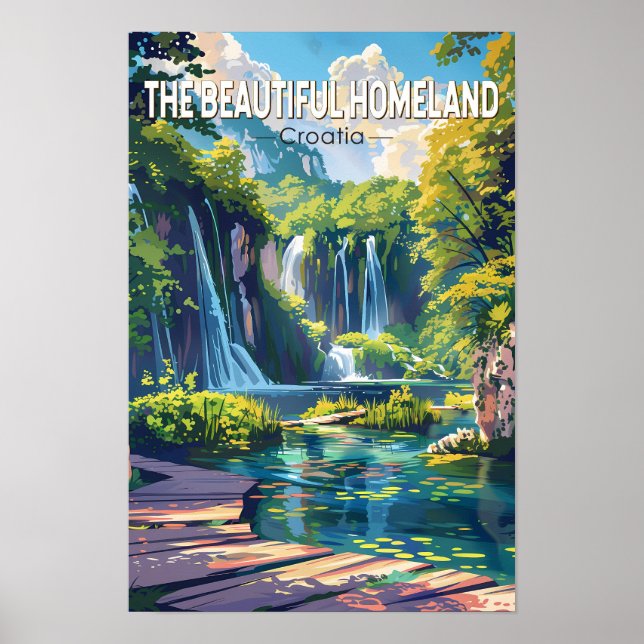 Poster Bela Pátria Croácia Lagos de Plitvice (Frente)