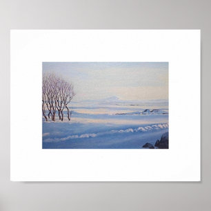 Poster Bela pintura da paisagem de inverno islandesa arte