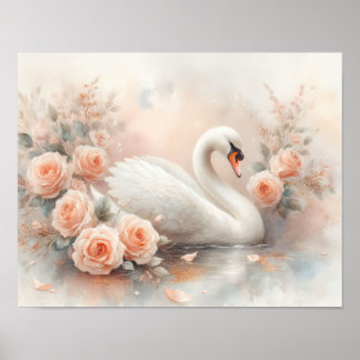 Poster Bela Pintura de Cisne
