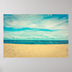 Poster Bela praia tropical e viagem de paisagem marinha