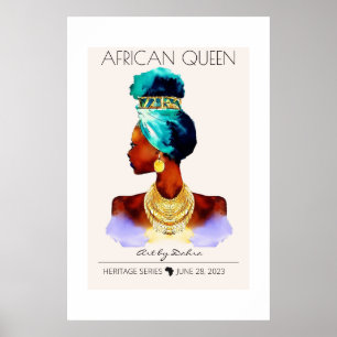 POSTER BELA RAINHA NEGRA AFRICANA GRANDE NECKLACE DOURADO
