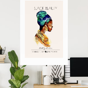 POSTER BELA RAINHA NEGRA AFRICANA GRANDE NECKLACE DOURADO
