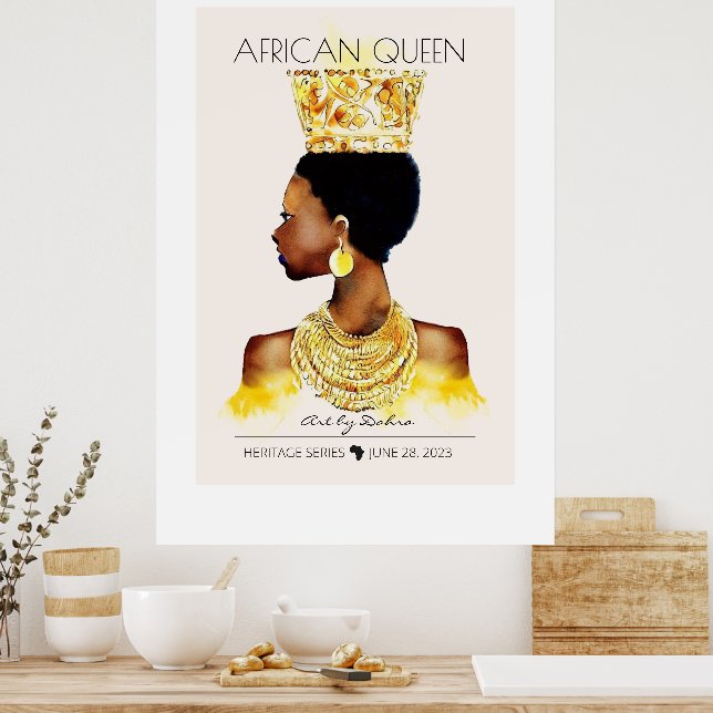 POSTER BELA RAINHA NEGRA AFRICANA GRANDE NECKLACE DOURADO (Cozinha)