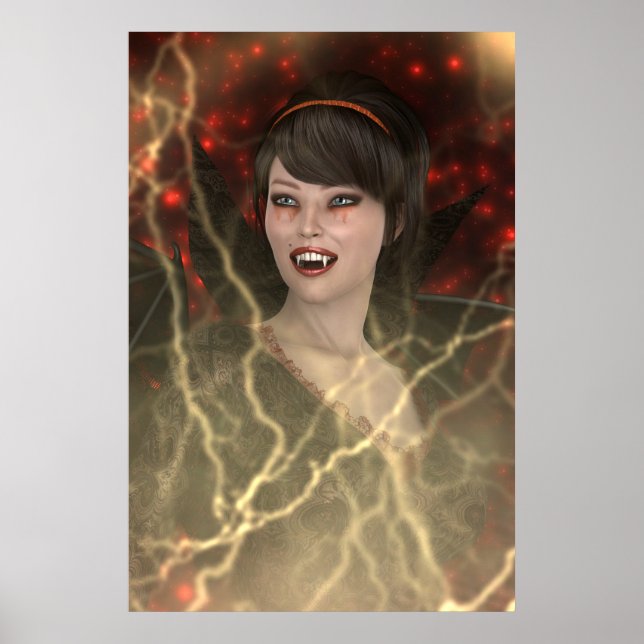 Póster Bela Senhora Vamp Estilo Perfeito de Bruxa no Hall (Frente)