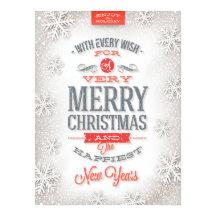 Bela Tipografia Vermelha e Branca Flocos de Neve