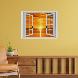 Póster Bela Vista da Janela Falsa do Pôr do Sol