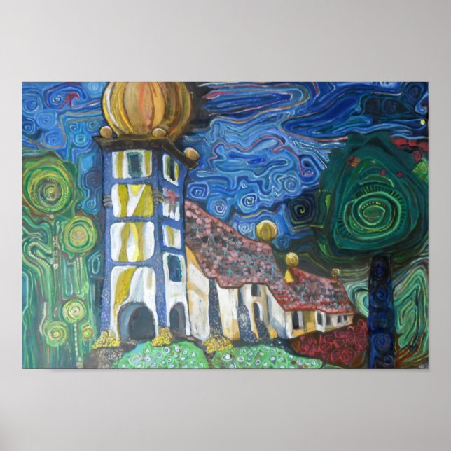 Poster Belas artes inspiradas em Hundertwasser (Frente)