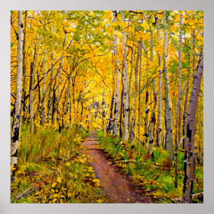 Poster Belas Árvores de Aspen em Esplendor de Outono