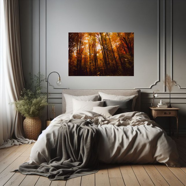 Poster Belas Árvores Majestosas na Floresta de Outono (Criador carregado)