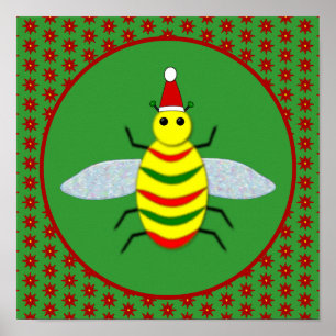 Poster Belas de Natal e Flores de Poinsettia