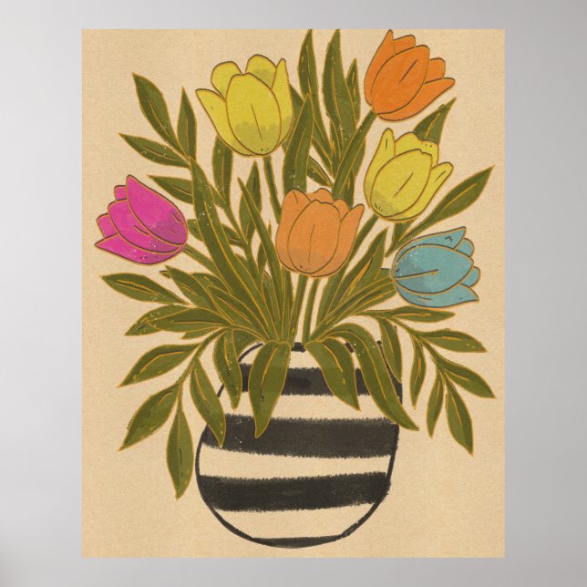 Poster Belas Tulipas Vintage (Frente)