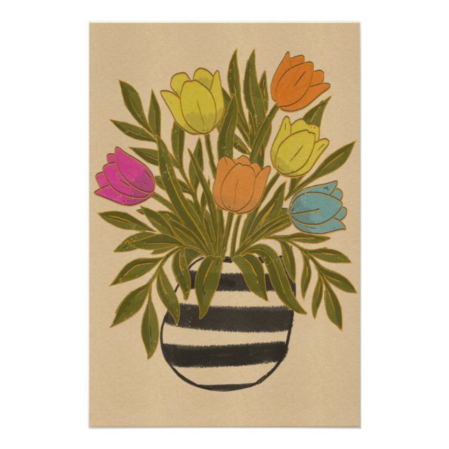 Póster Belas Tulipas Vintage (Frente)