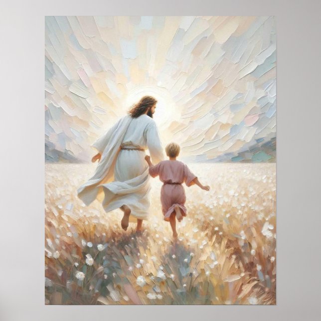 Poster Beleza da Fé, Arte Cristã para Parede, Jesus e Men (Frente)