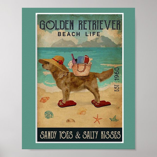 Poster Beleza da praia do ouro Retriever (Frente)