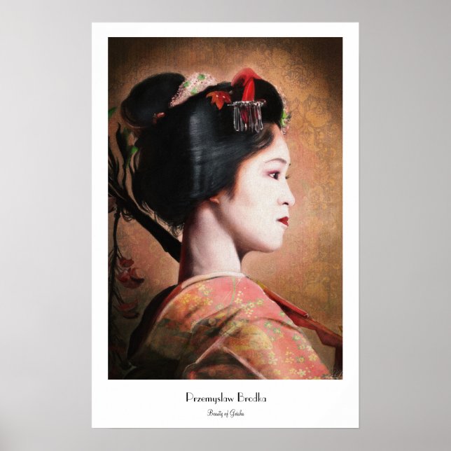 Póster Beleza de Geisha - legal pintura de retrato japonê (Frente)