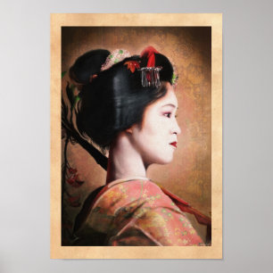 Poster Beleza de Geisha - legal pintura japonesa oriental