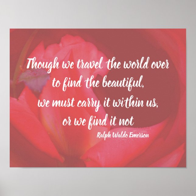 Poster Beleza dentro da citação inspiracional rosa rosa r (Frente)