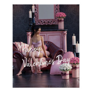 Póster Beleza do dia de os namorados na Lingerie do sofá