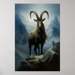 Poster Beleza do Ibex Alpino no Cliff