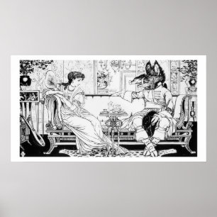 Póster Beleza e o animal, 1874 (litho) (foto de b/w)