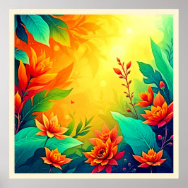 Poster Beleza Floral Abstrato vibrante